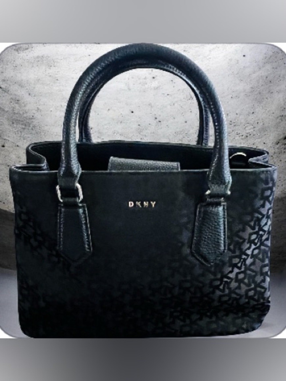 DKNY Black Logo Jacquard Satchel Tote Purse |NWOT| missing crossbody strap